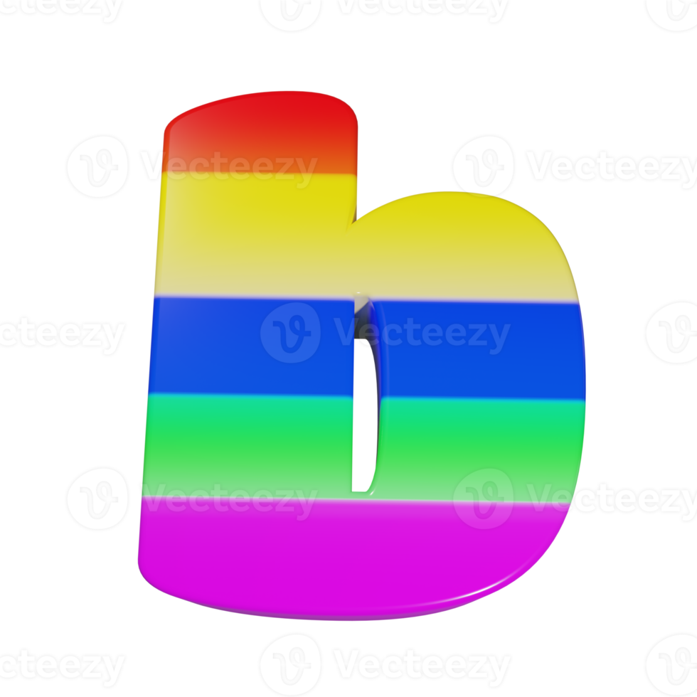 efecto de texto arcoiris letra b. renderizado 3d png