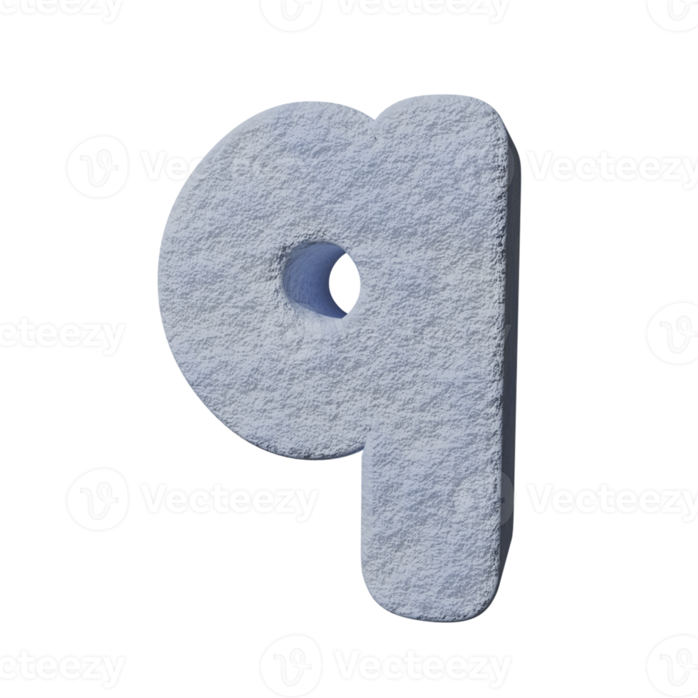 snow text effect letter q. 3d render png