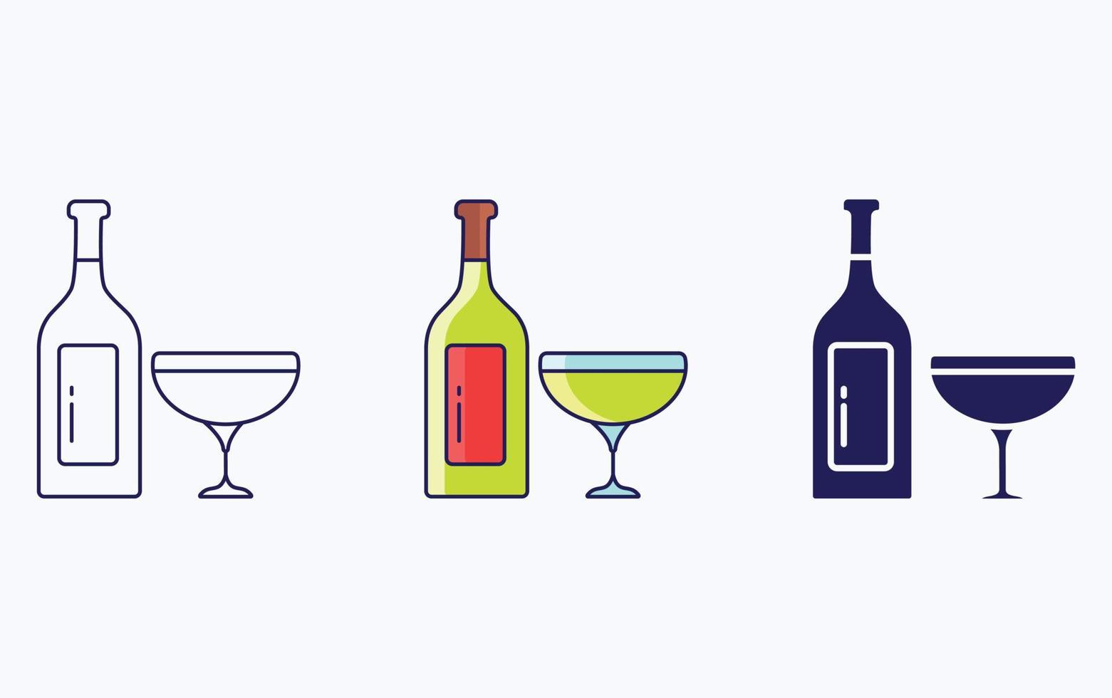 Glass and Bottle illustration icon vector