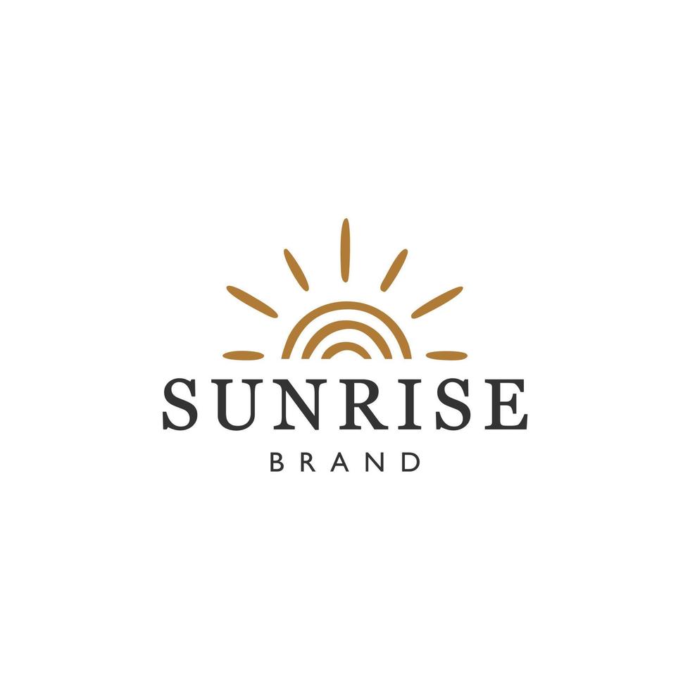 sun logo, sunset sunrise with beach ocean sea water logo icon vector in trendy line linear, abstract outline logo vector for hotel or spa