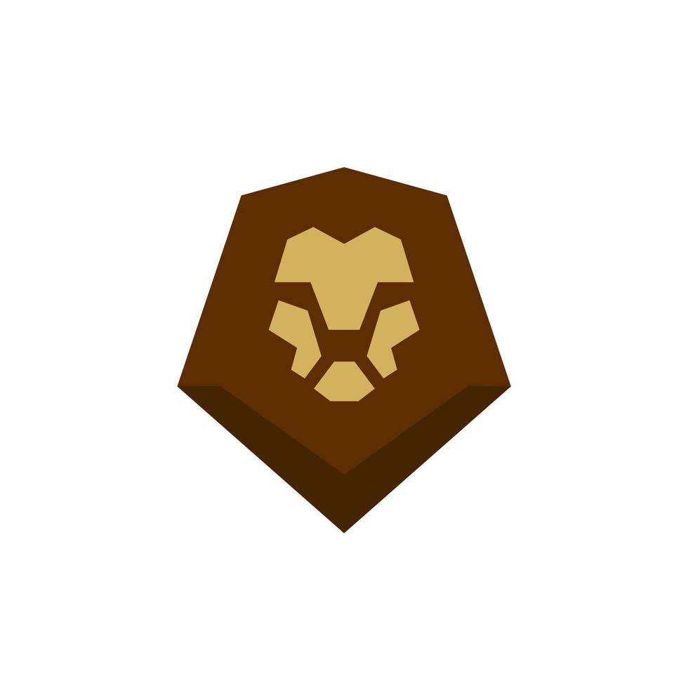 modern flat geometric simple lion head logo icon design vector illustration, isolated on white background
