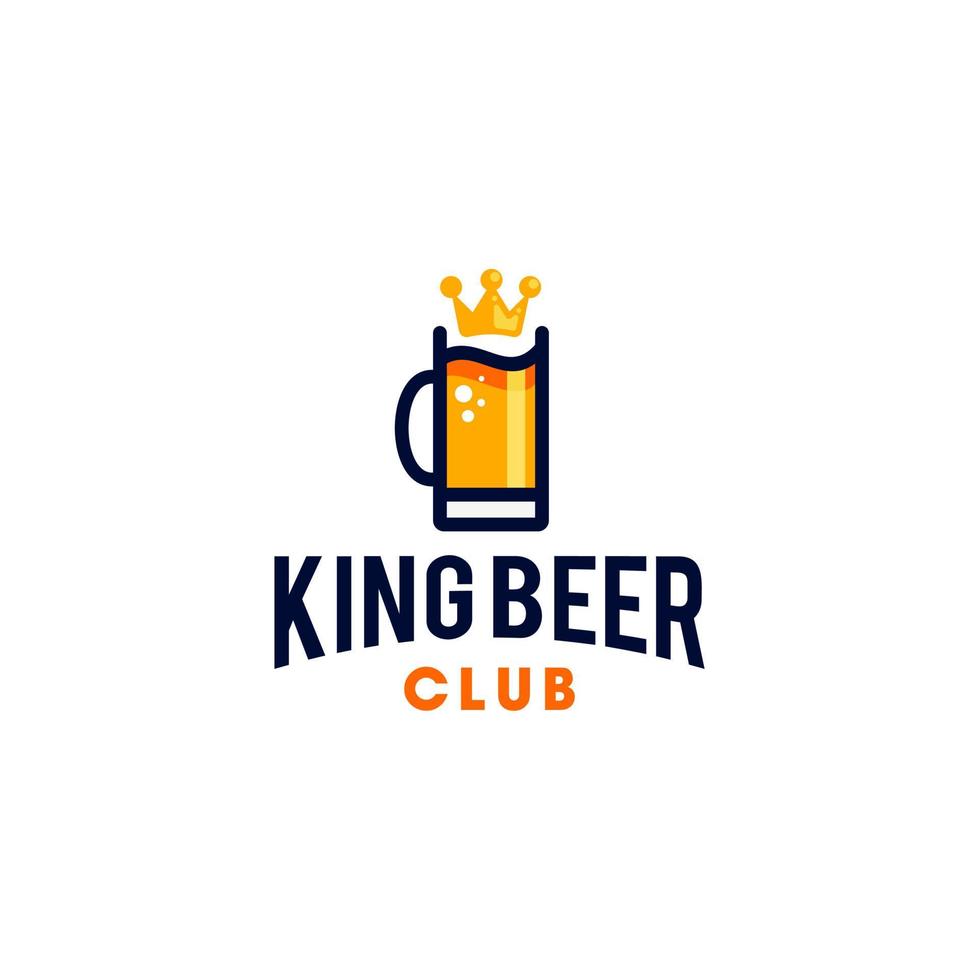 king beer icon logo design with gold crown, a glass full of alcohol logo for pub brewery vector