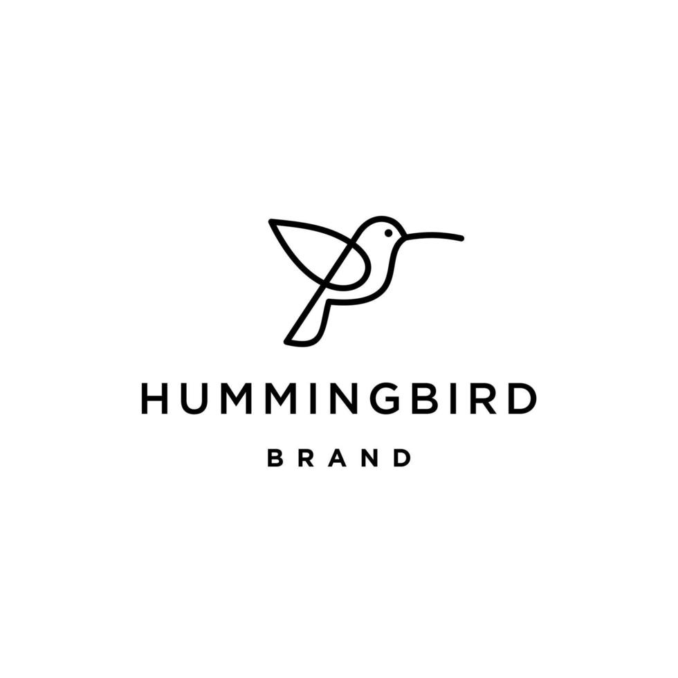 hummingbird colibri bird logo icon line abstract outline monoline vector illustration