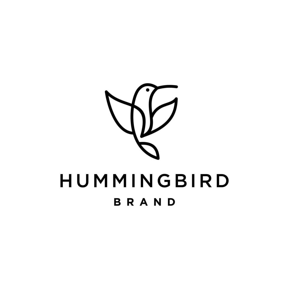 hummingbird colibri bird logo icon line abstract outline monoline vector illustration
