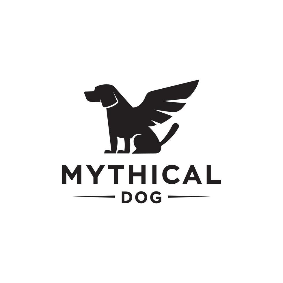 simargl, perro con alas, diseño de logotipo de perro ángel, ilustración de vector animal mítico