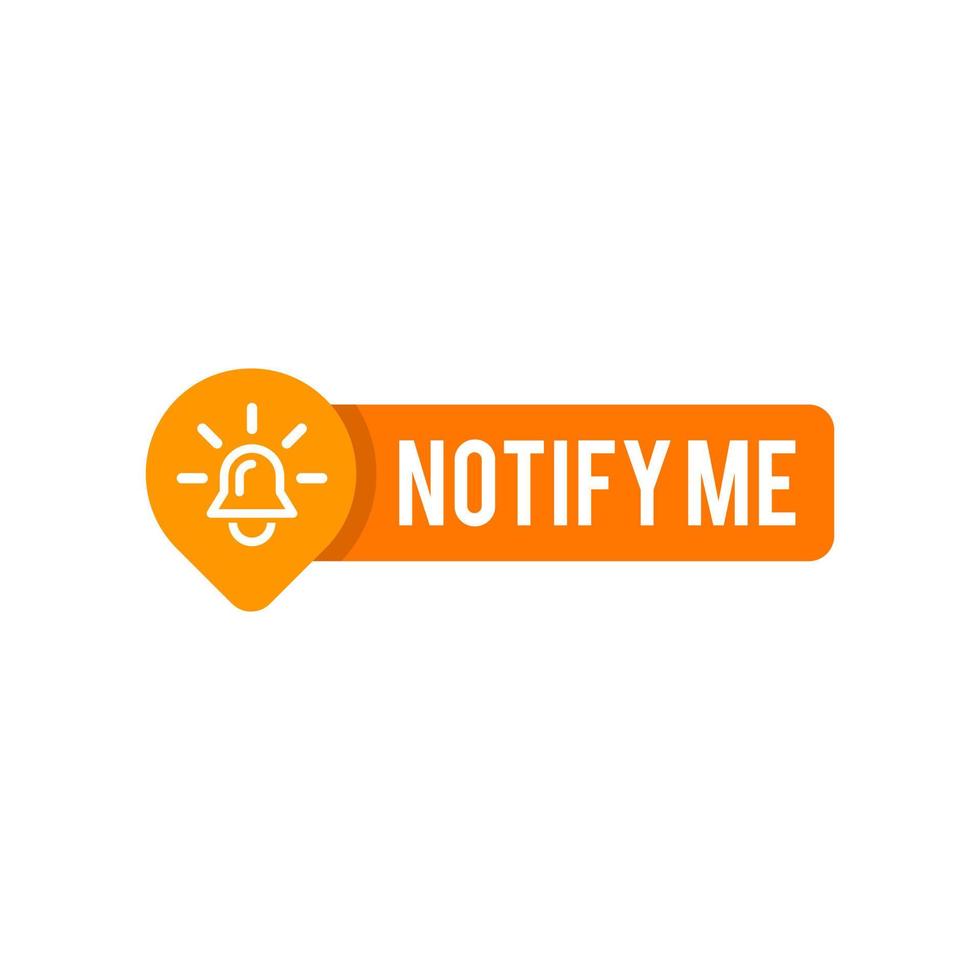 reminder vector, notify me template post with notification bell icon sticker for social media background, modern graphic label vector, concept of notification button vector