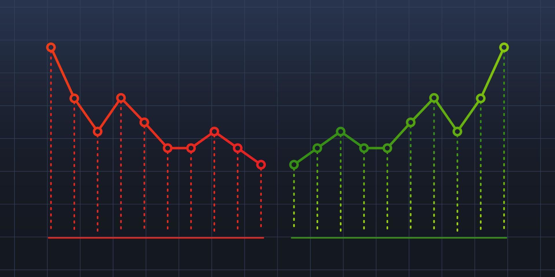 green Profit and red lost money or budget graph background. Cash and rising graph arrow up, concept of business success. Capital earnings, benefit. Vector stock illustration