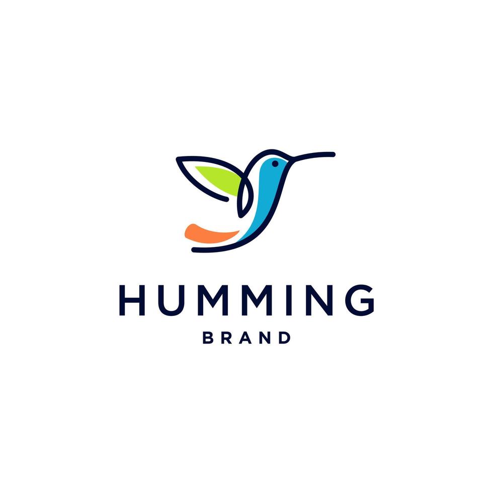 hummingbird colibri bird logo icon line abstract outline monoline vector illustration
