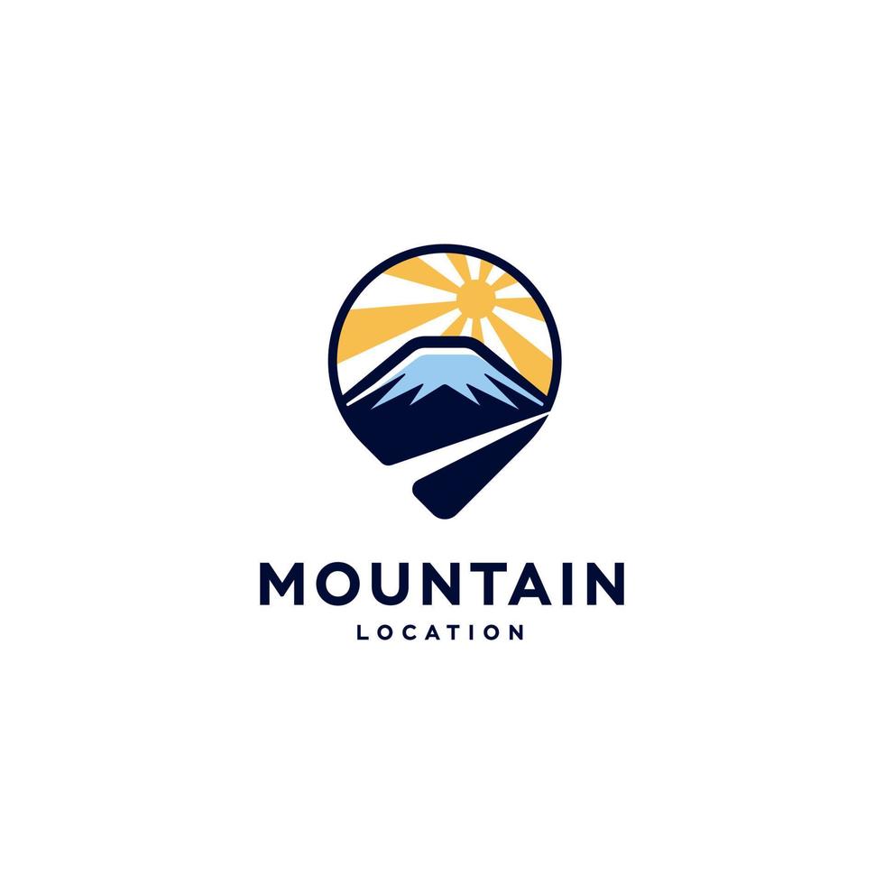 fuji ice mountain with japan rising sun logo illustration icon design in trendy badge style vector