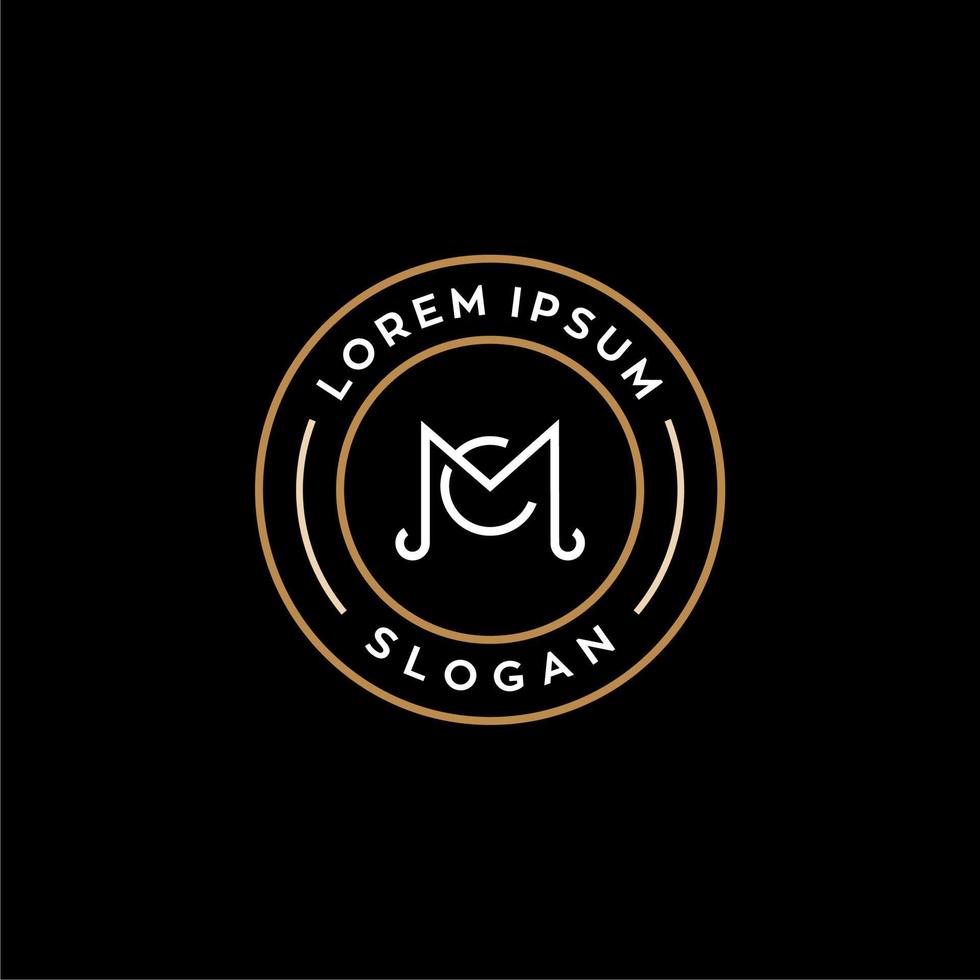 MC M C CM logo logotype icon elegant luxury design , badge logo with monogram line linear outline icon suitable for business brand or law firm vector