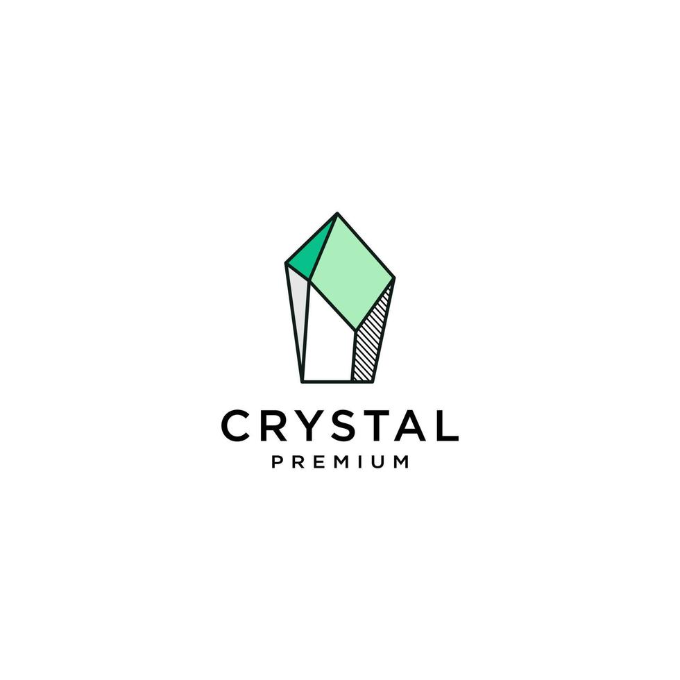 Emerald gem logo vector icon illustration, gemstone diamond crystal logo symnol for jewelery brand design