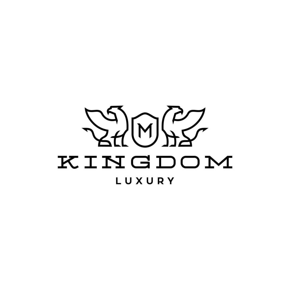 coat of arms logo. griffin eagle lion initial logo with crest or shield mythical elegant luxury vintage hipster label illustration vector