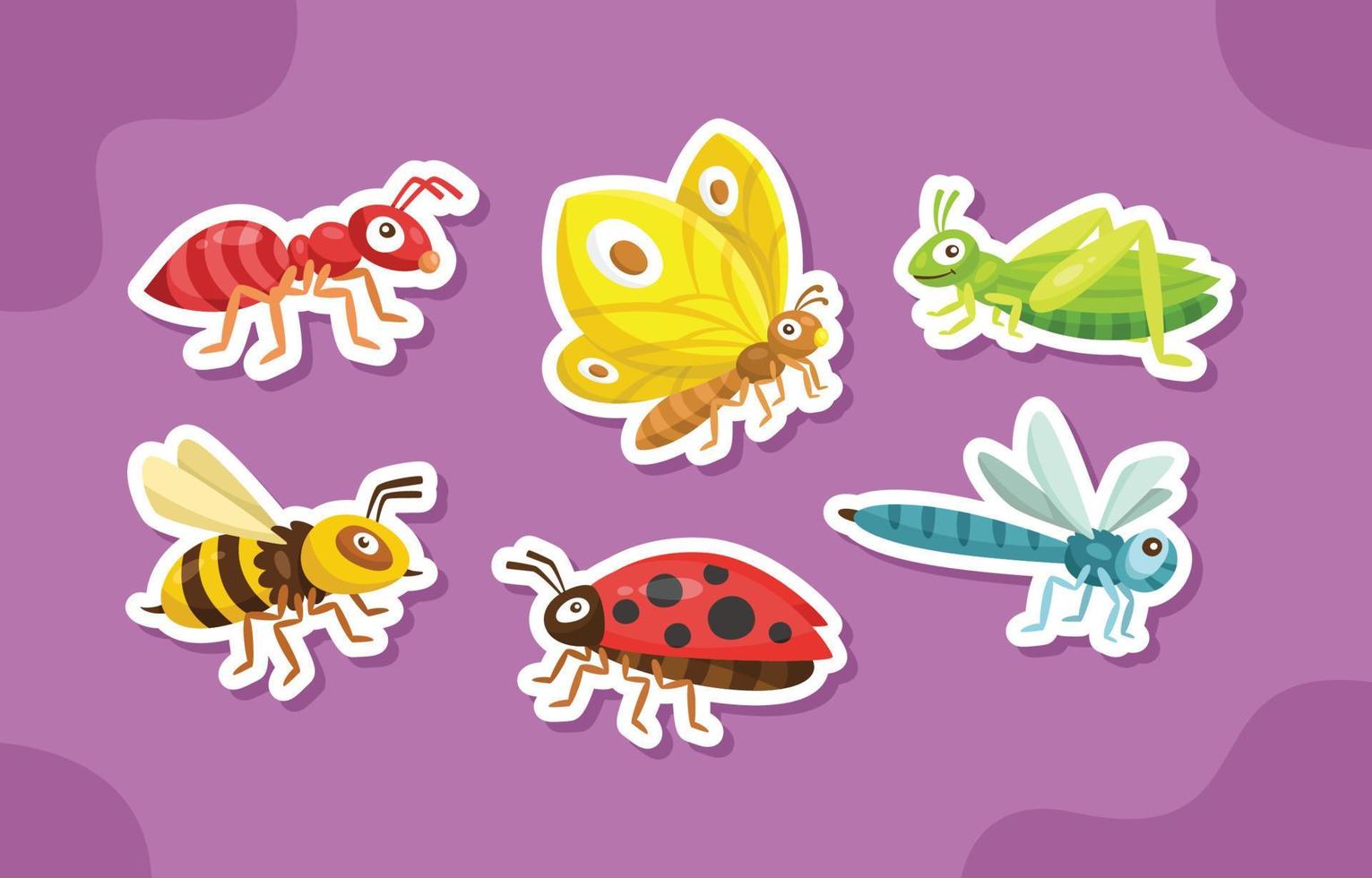 Cute Insects Sticker Collection vector