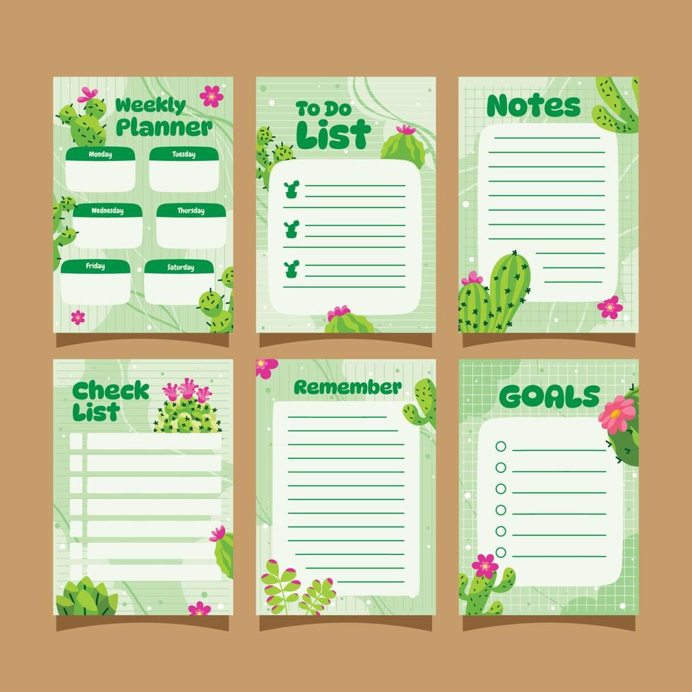 Cactus Journal and Table Template vector