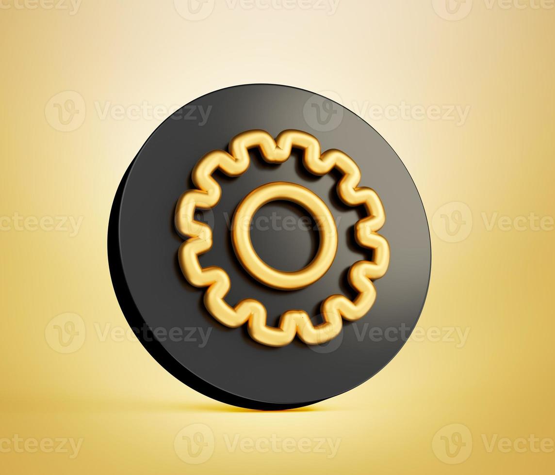 Gold Metal gear or setting icon isolated on white background 3D illustration photo