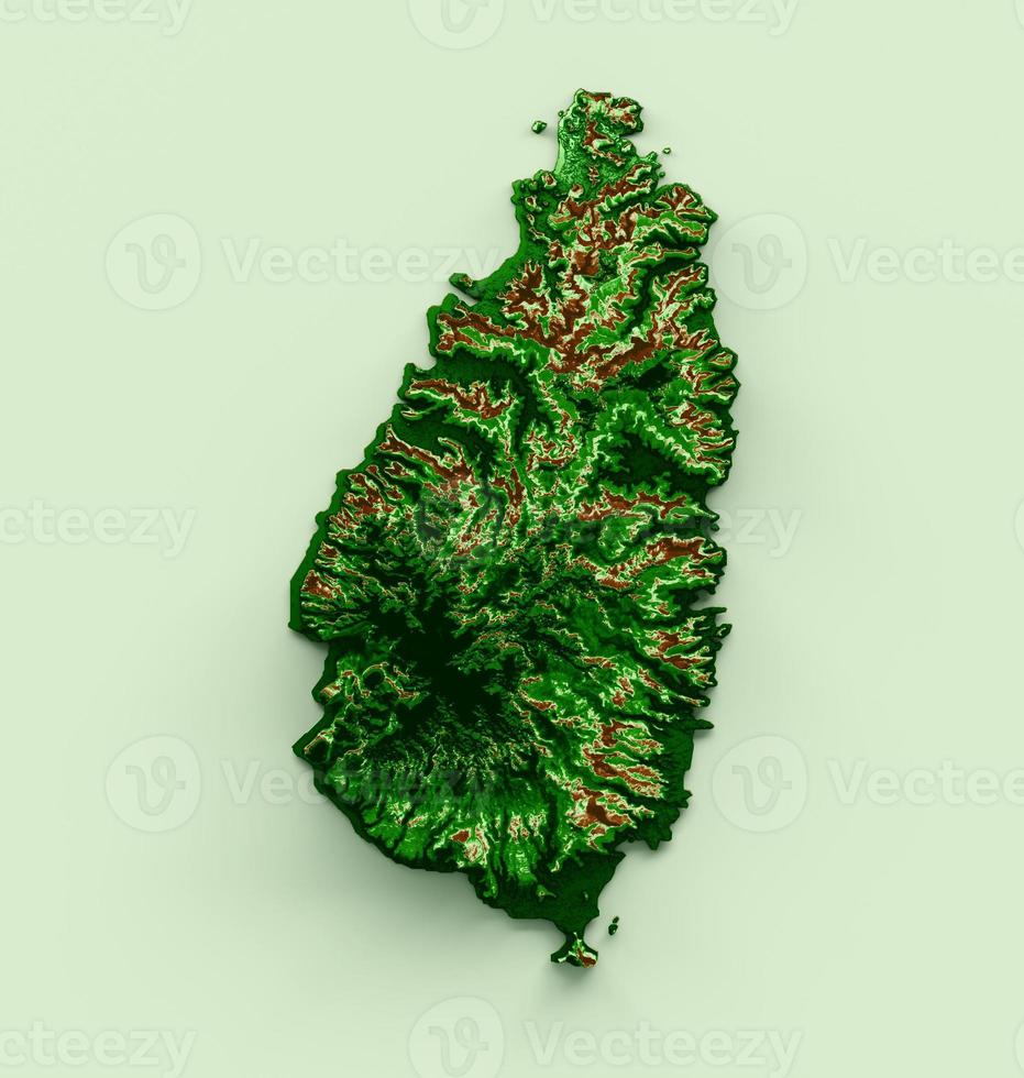 Saint Lucia Topographic Map 3d realistic map Color 3d illustration photo