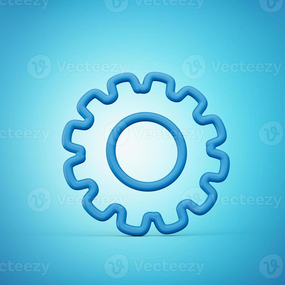 Blue update gear setting icon 3d illustration isolated photo