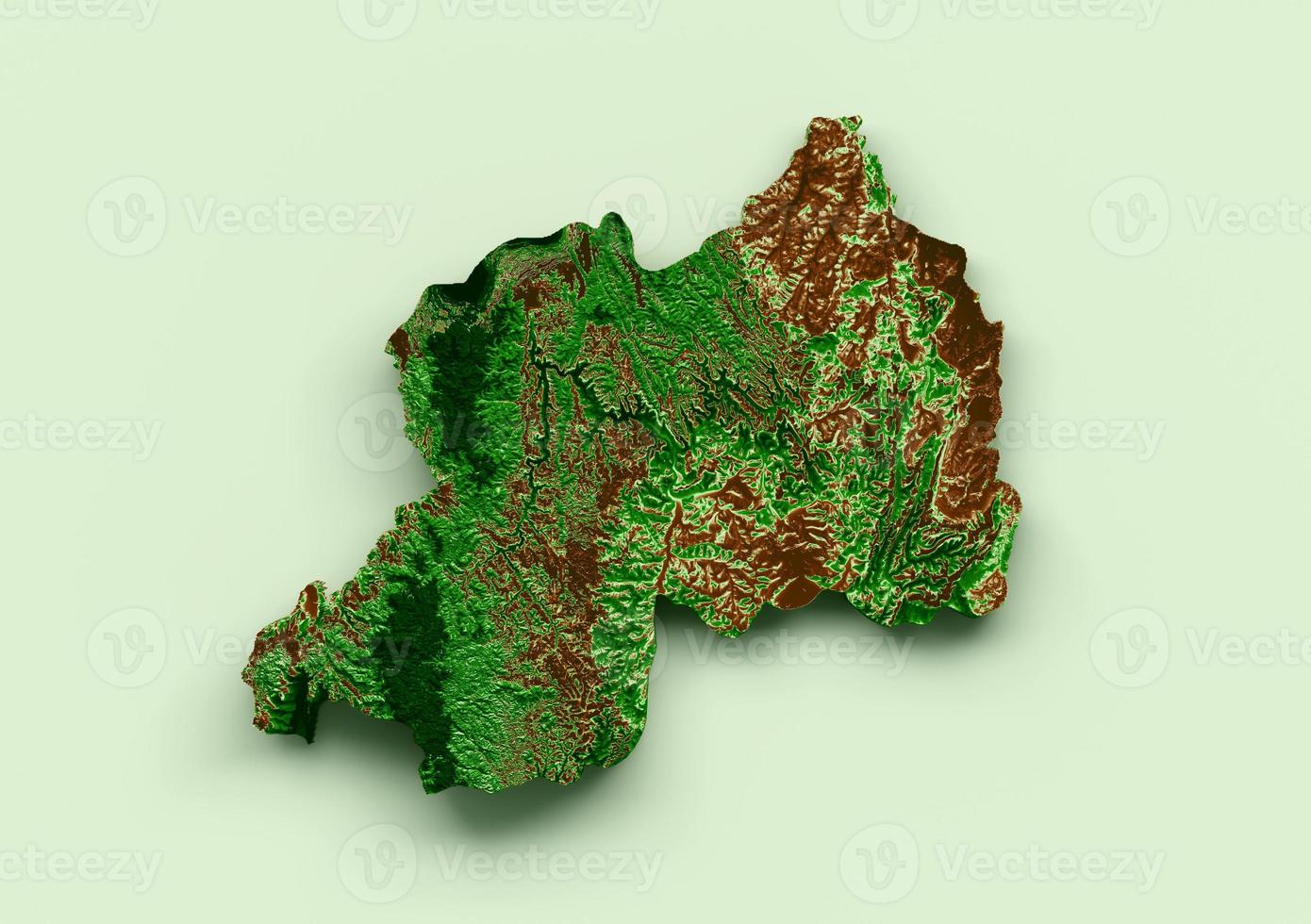 Rwanda Topographic Map 3d realistic map Color 3d illustration photo