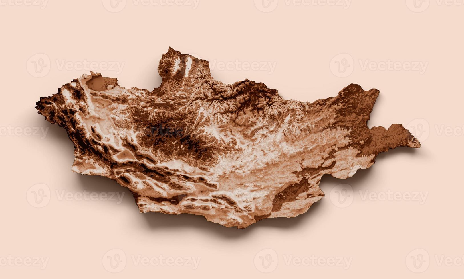 Map of Mongolia in old style, brown graphics in a retro style Vintage Style. High detailed 3d illustration photo