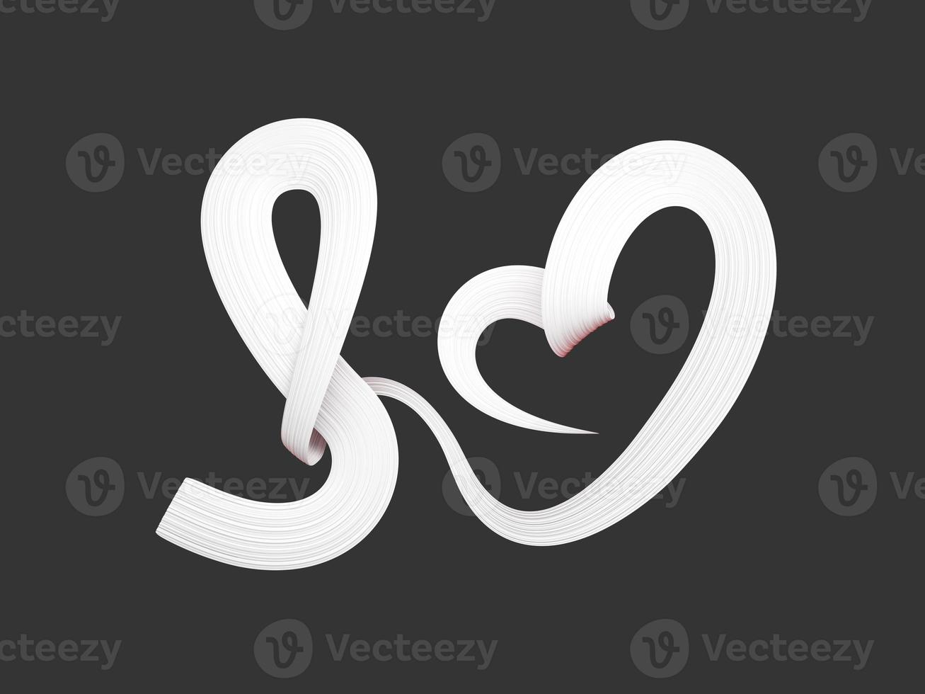 love and valentines day. White Hearts ribbon Grey background 3d illustraion photo