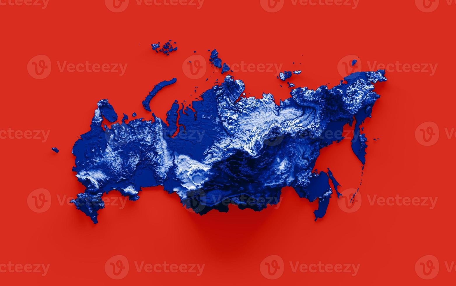Russia map with the flag Colors Blue and Red Shaded relief map 3d illustration photo