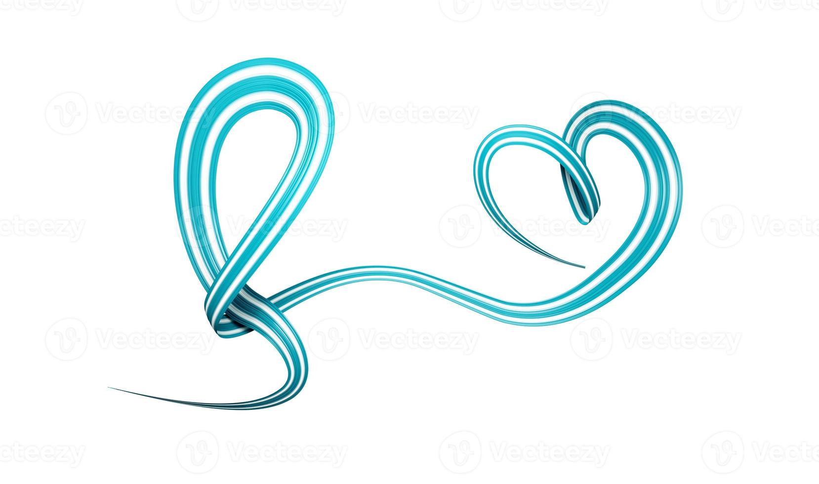 Cervical Cancer Awareness Realistic Teal and White Ribbon. January is Cancer Awareness Month. 3d illustration photo