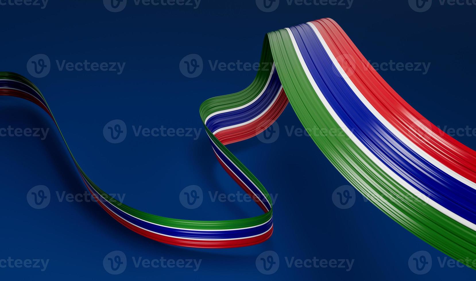 Waving ribbon or banner with flag of Gambia. independence day 3d illustration photo