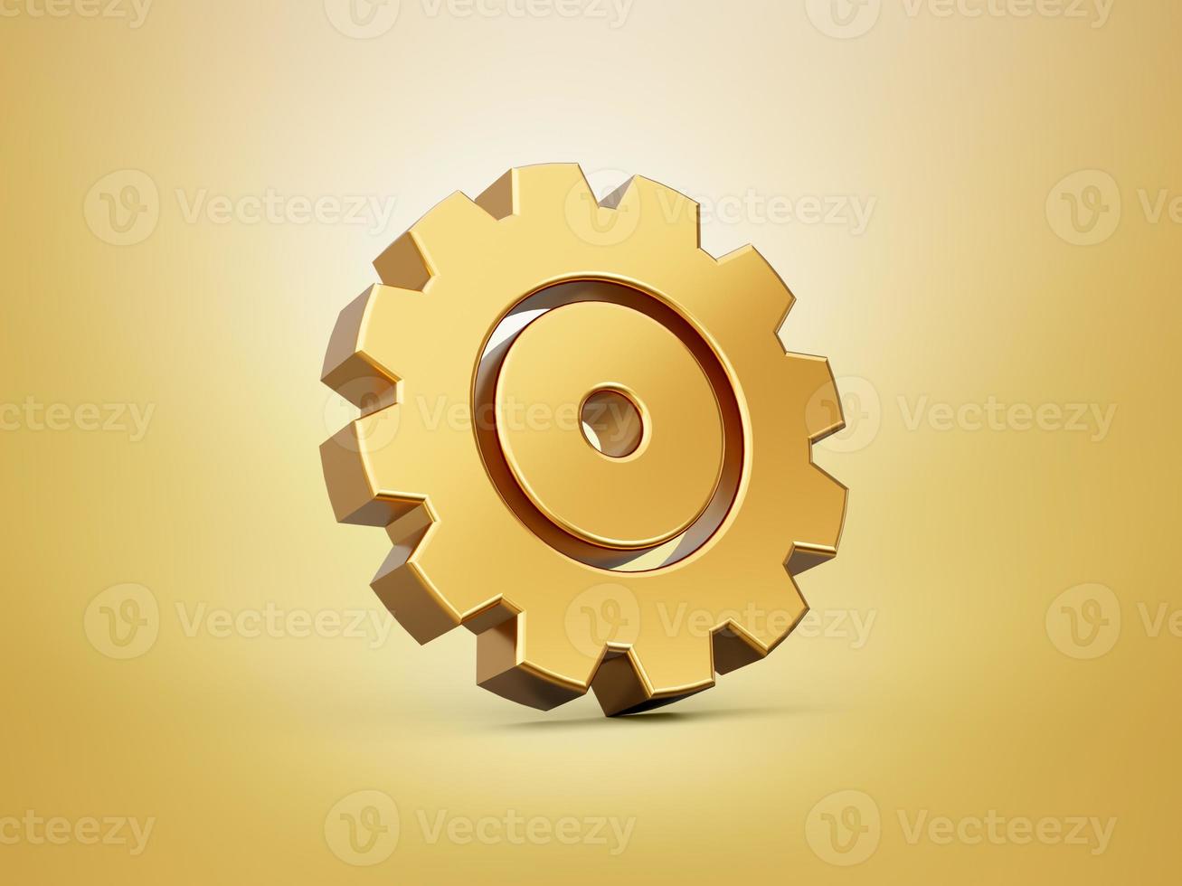 Gold yellow gear setting icon 3d illustration photo
