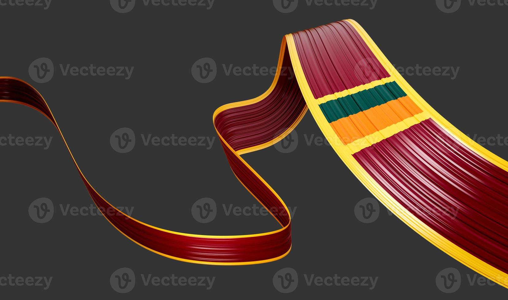 Sri Lanka flag ribbon, 3d illustration on a yellow orange background photo