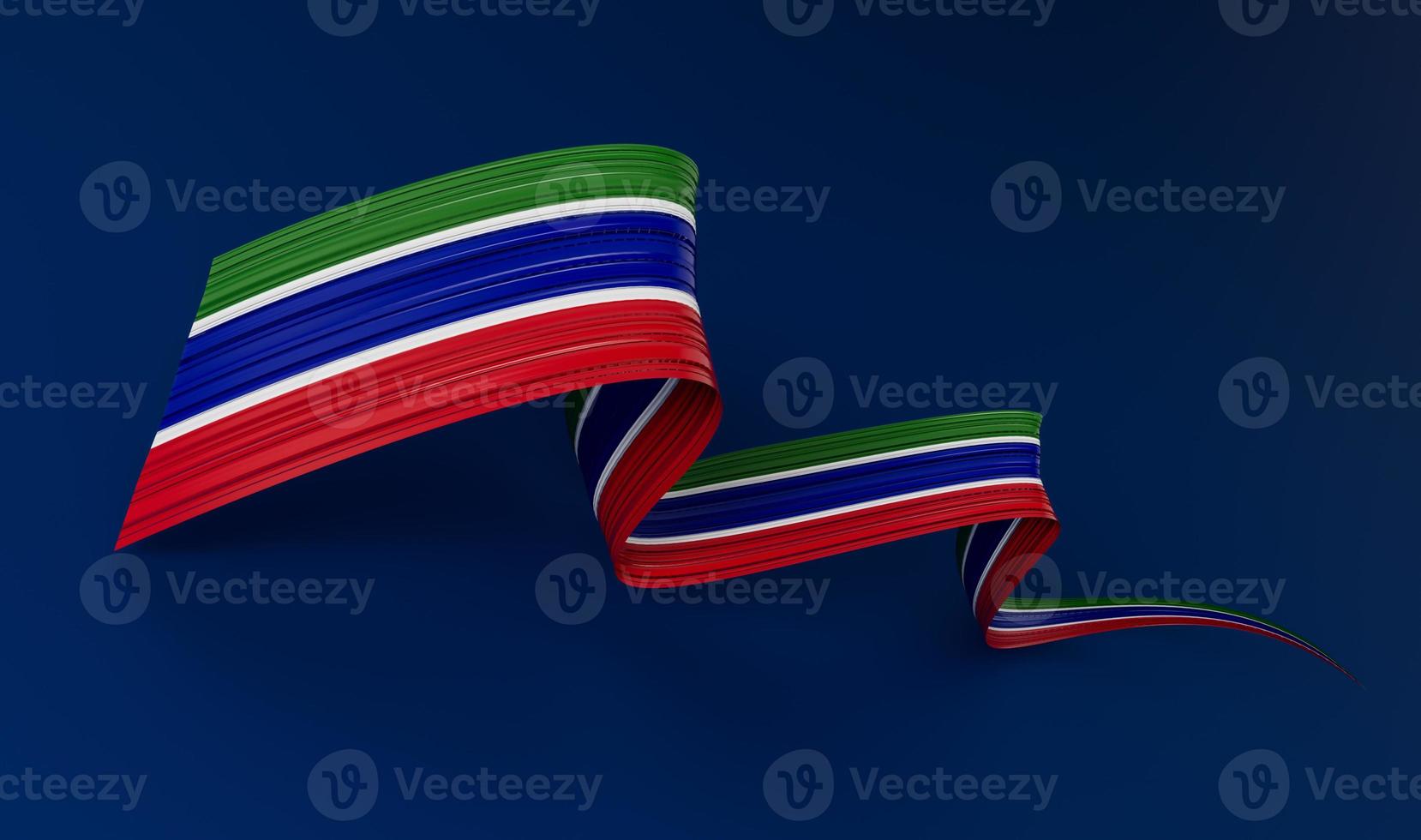 Waving ribbon or banner with flag of Gambia. independence day 3d illustration photo
