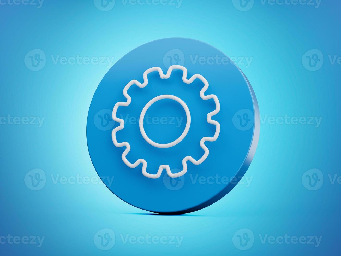 Blue update gear setting icon 3d illustration isolated photo