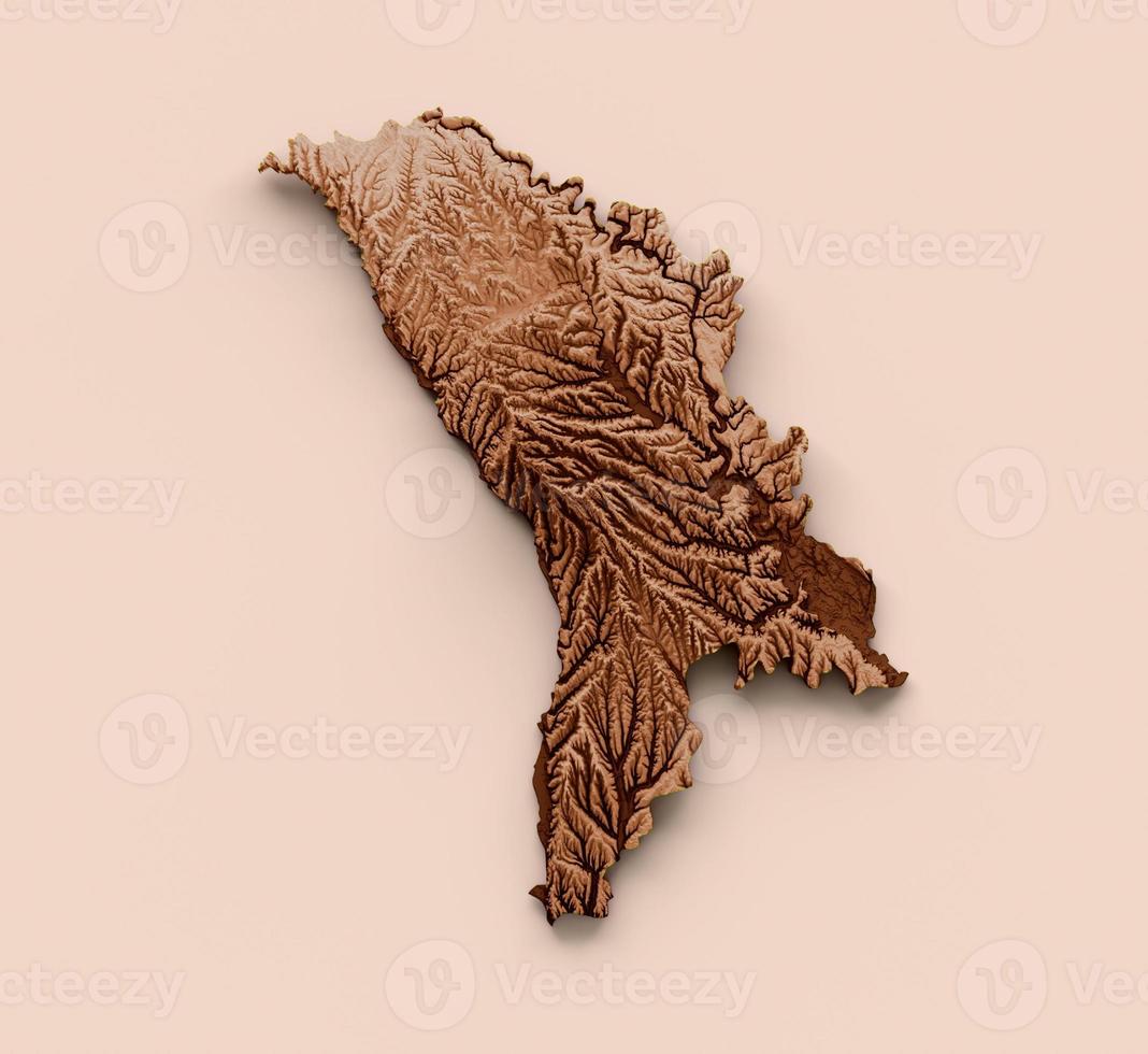 Map of Moldova in old style, brown graphics in a retro style Vintage Style. High detailed 3d illustration photo