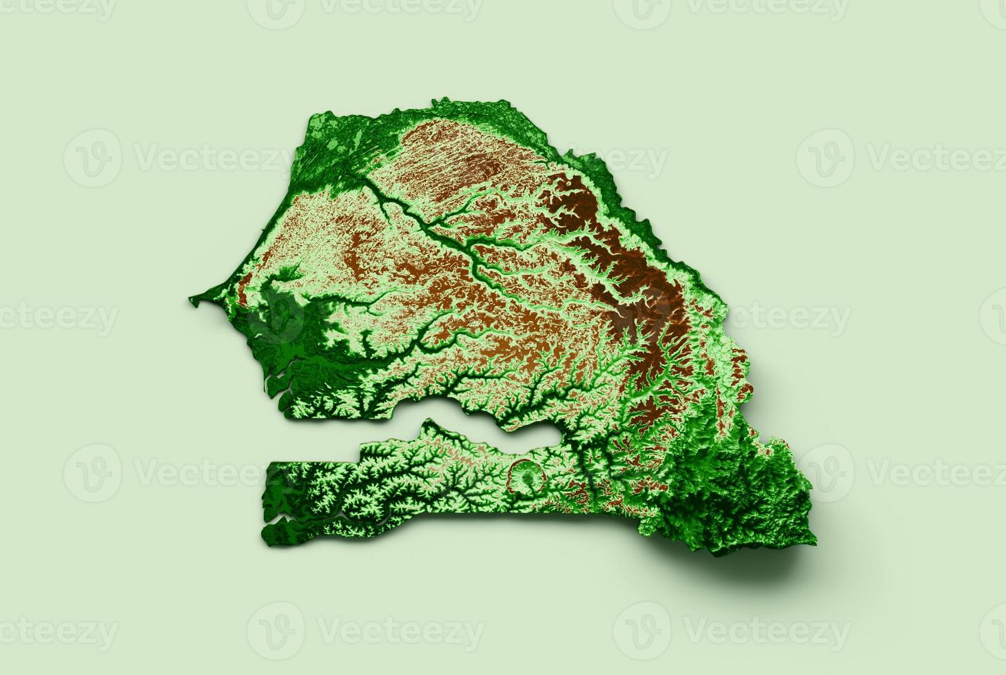 Senegal Topographic Map 3d realistic map Color 3d illustration photo