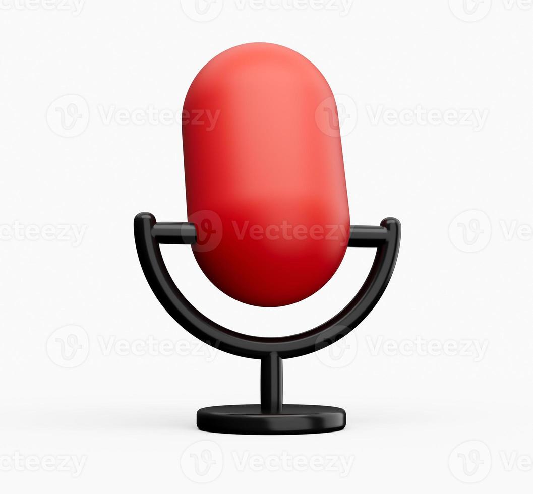 Podcast radio icon illustration Studio microphone Webcast audio record concept logo. 3d illustration photo