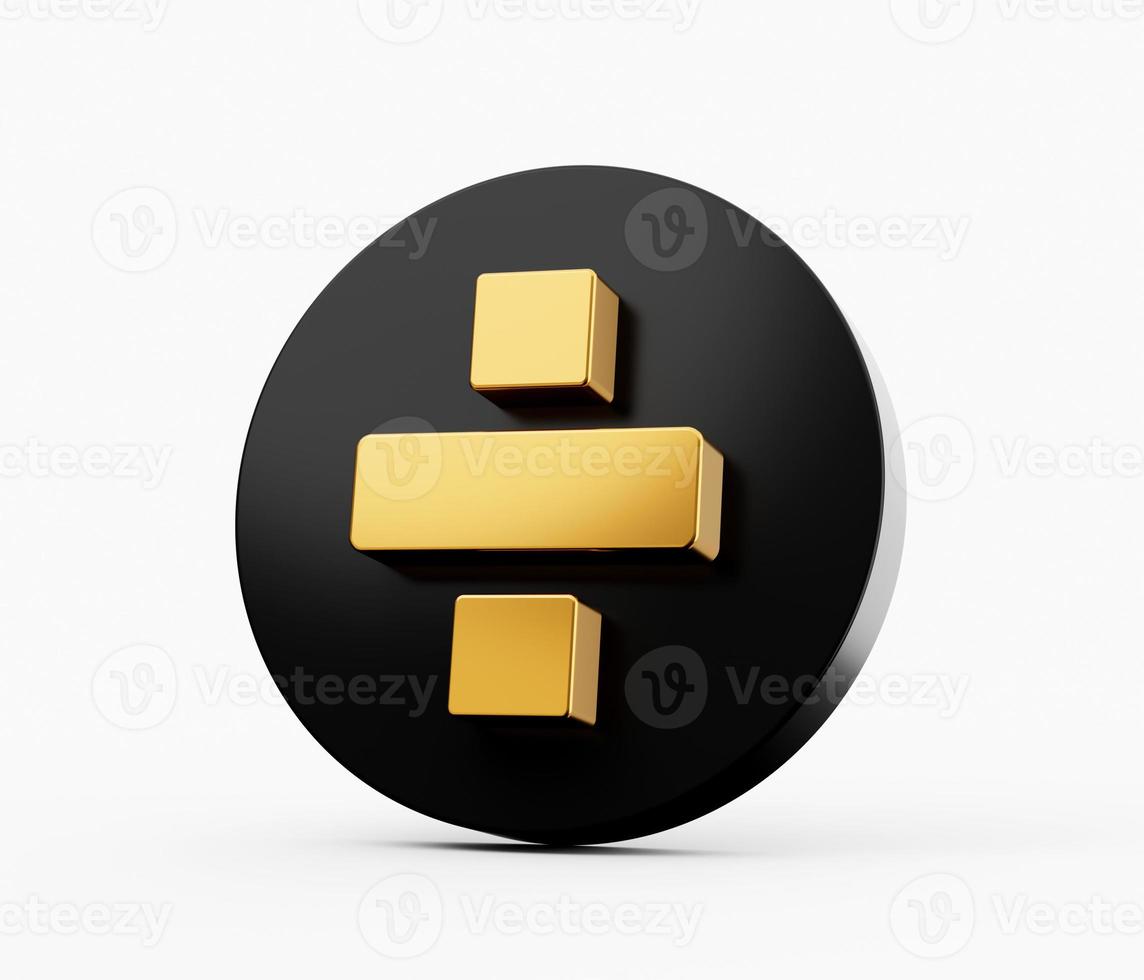 Golden 3d math Divide symbols with Black icon isolated background - 3D illustration photo