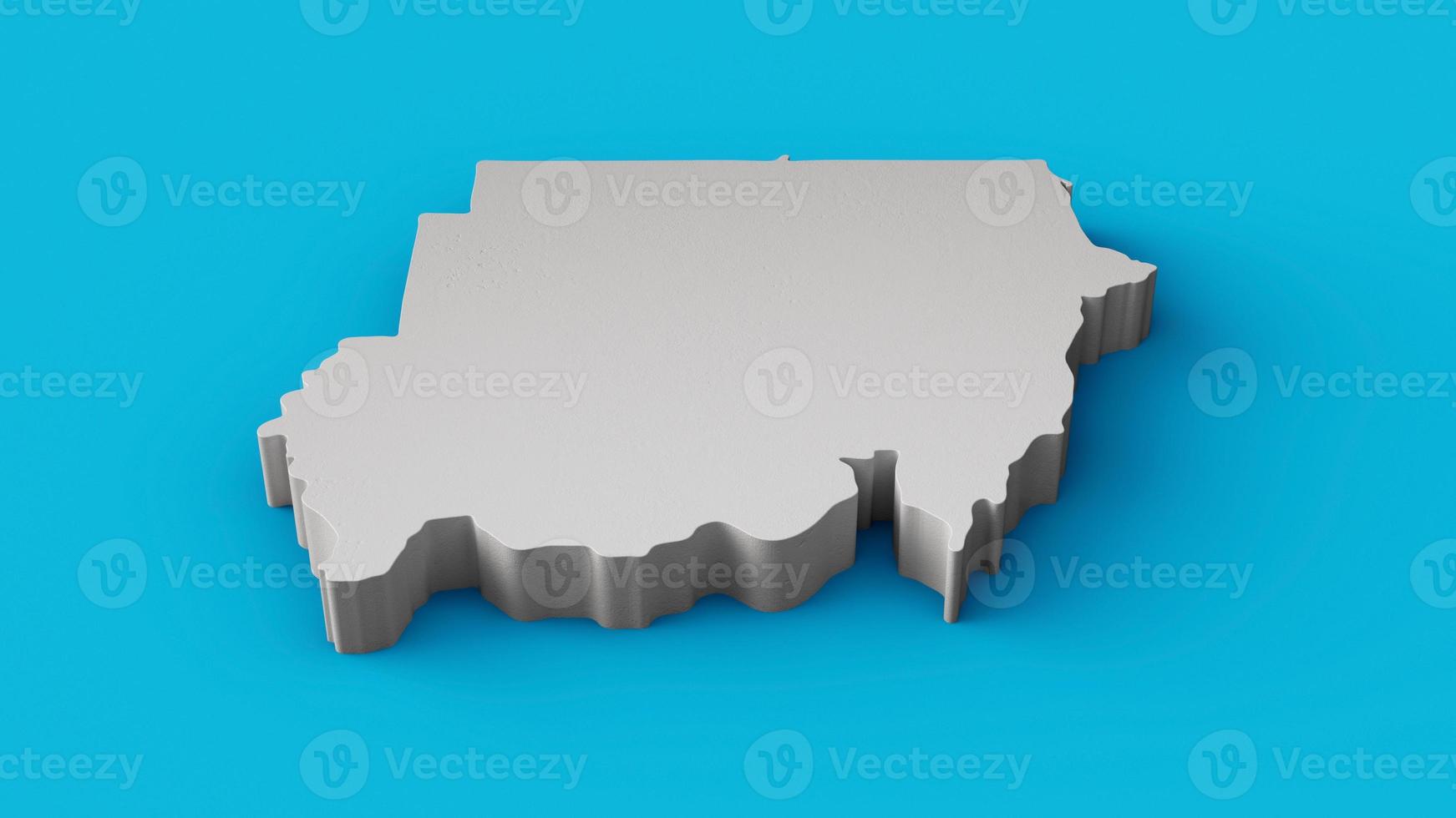 Sudan 3D map Geography Cartography and topology Blue surface 3D illustration photo
