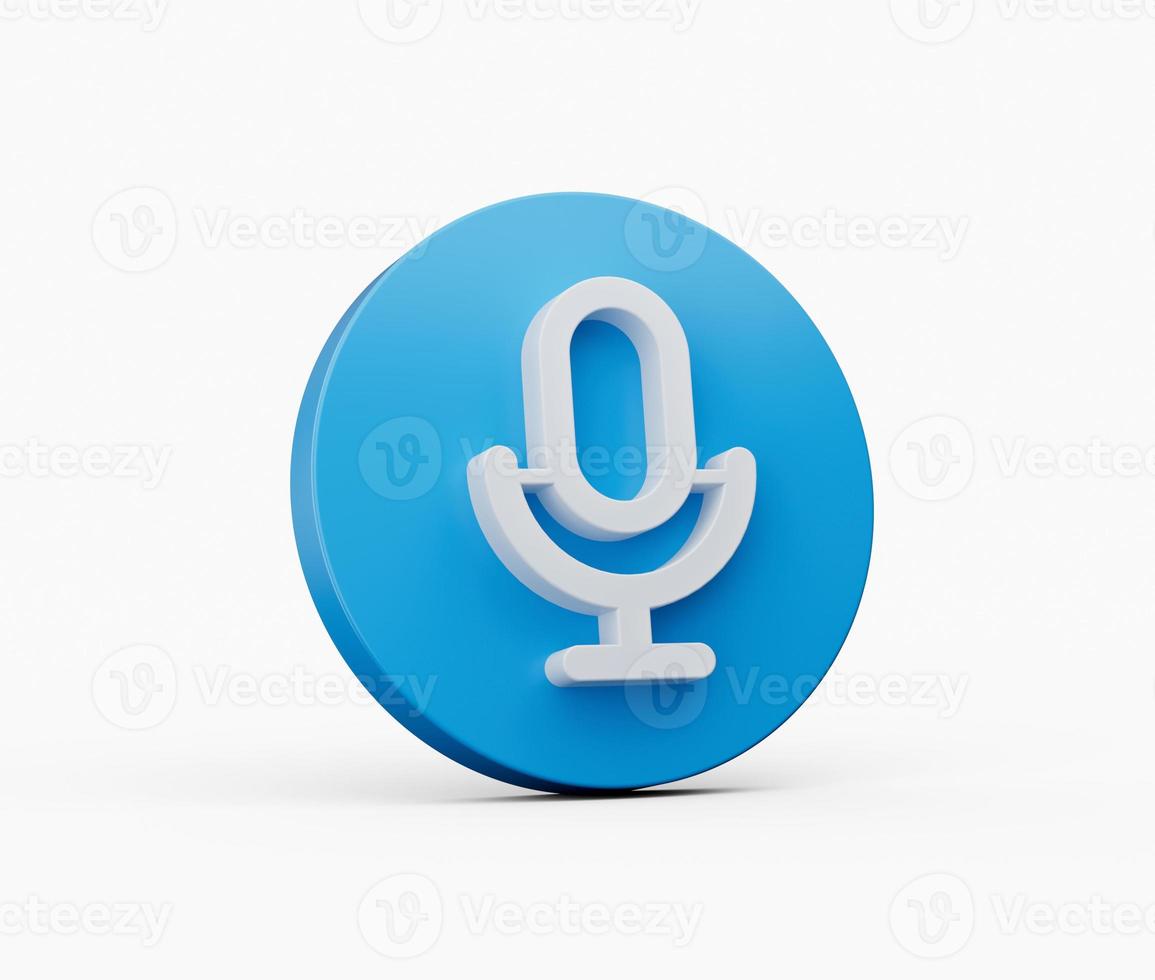 Microphone symbol blue icon 3d illustration photo