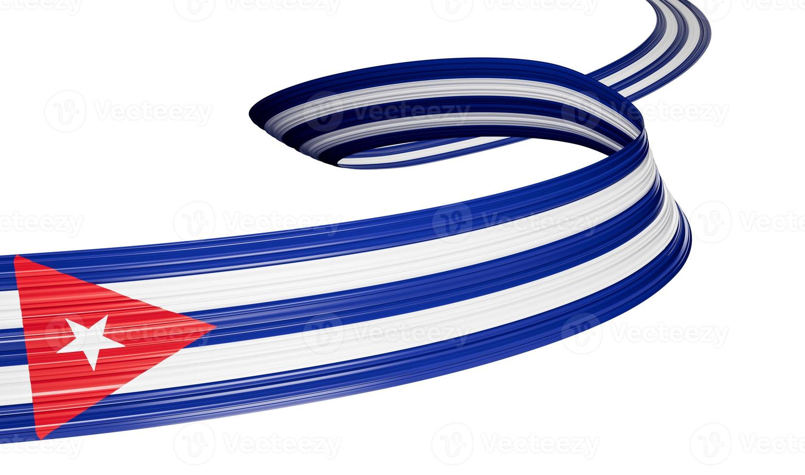 Cuba or Cuban flag wavy abstract ribbon background. 3d illustration. photo