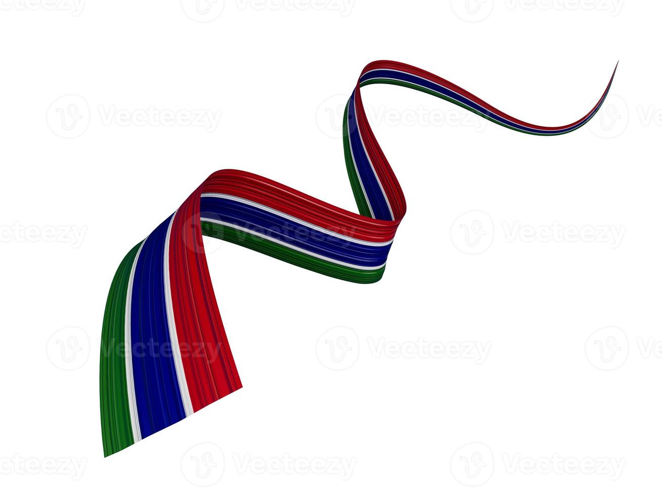 Waving ribbon or banner with flag of Gambia. independence day 3d illustration photo