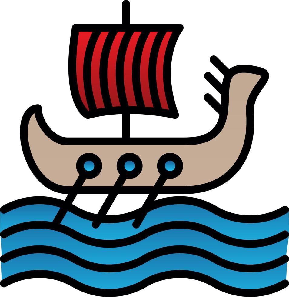 Viking Ship Vector Icon Design