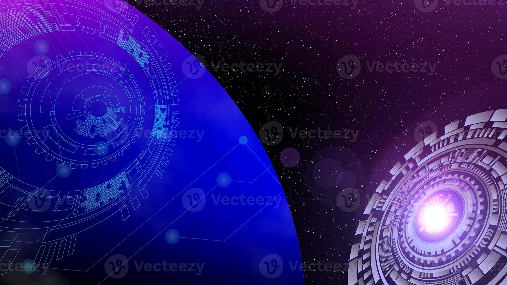 Illustration of a space communication connection network on a blue background. photo
