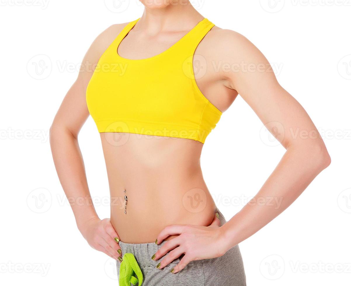 Sporty woman, white backround photo