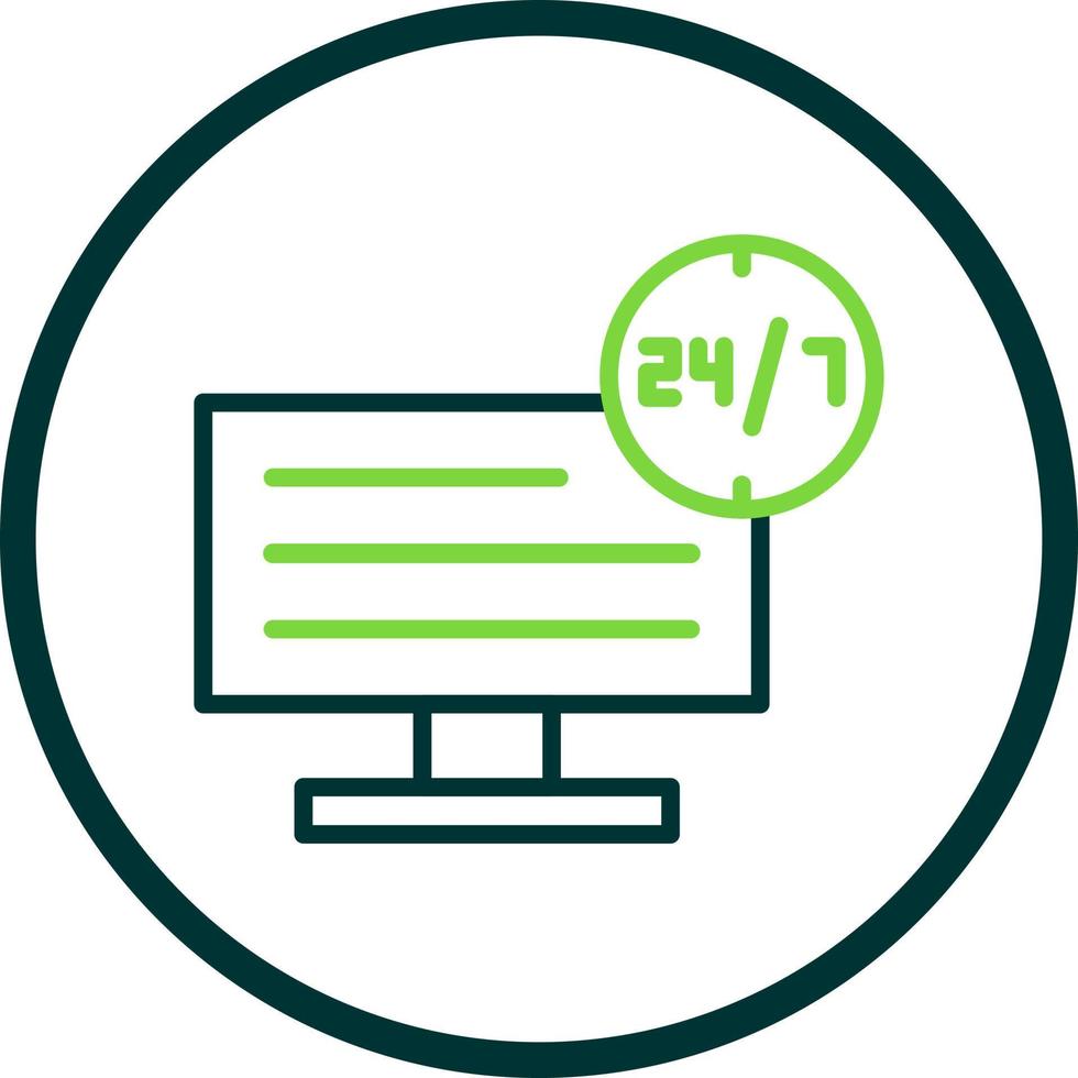 24 7 Monitoring Vector Icon Design