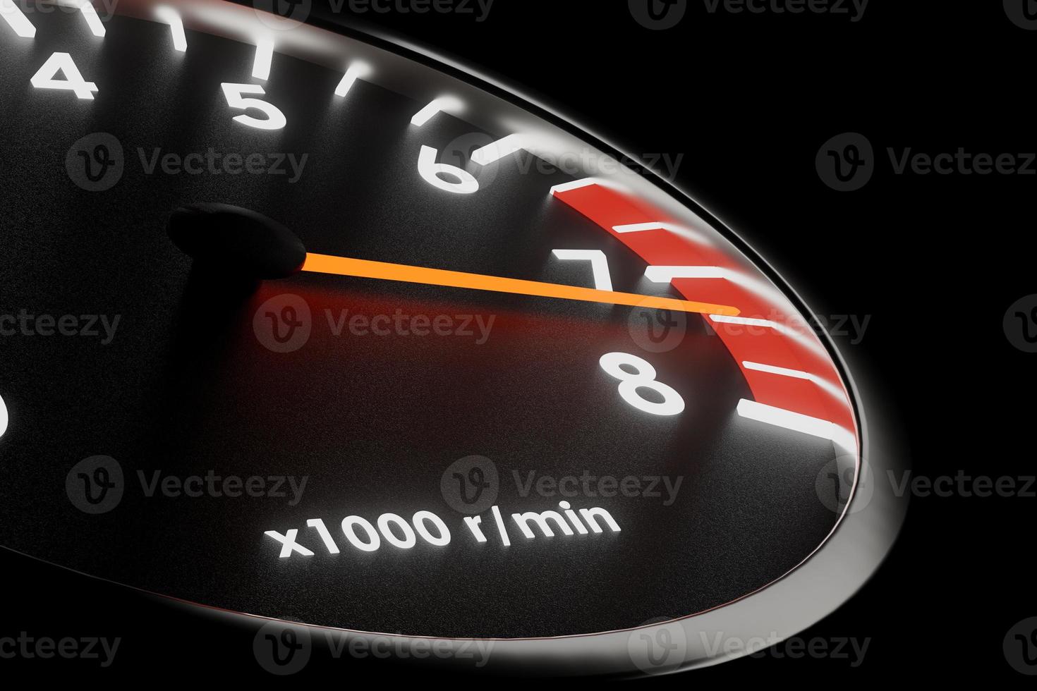 Tachometer needle in the red zone 3d render. 16323350 Stock Photo at  Vecteezy