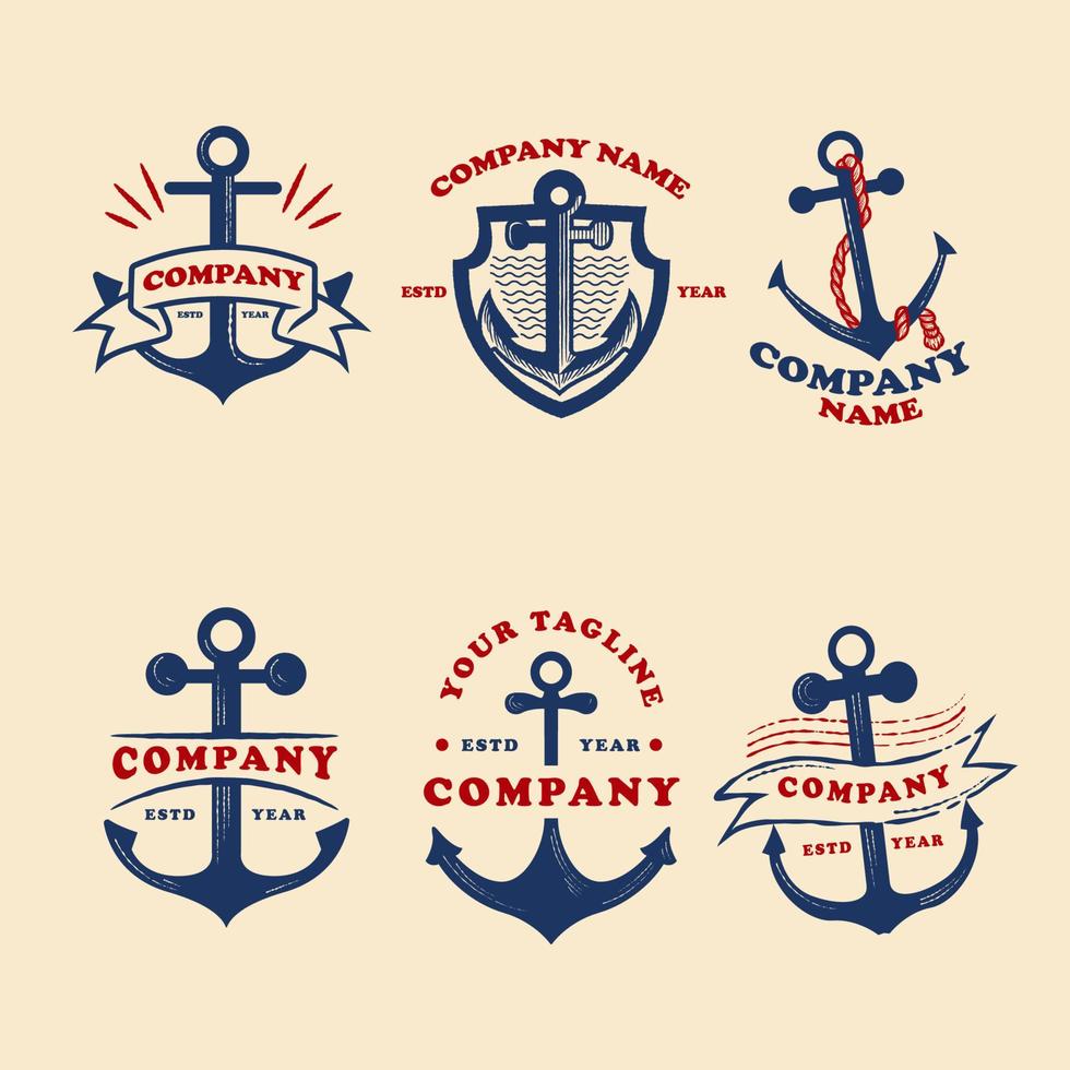 Vintage Anchor Logo Set vector