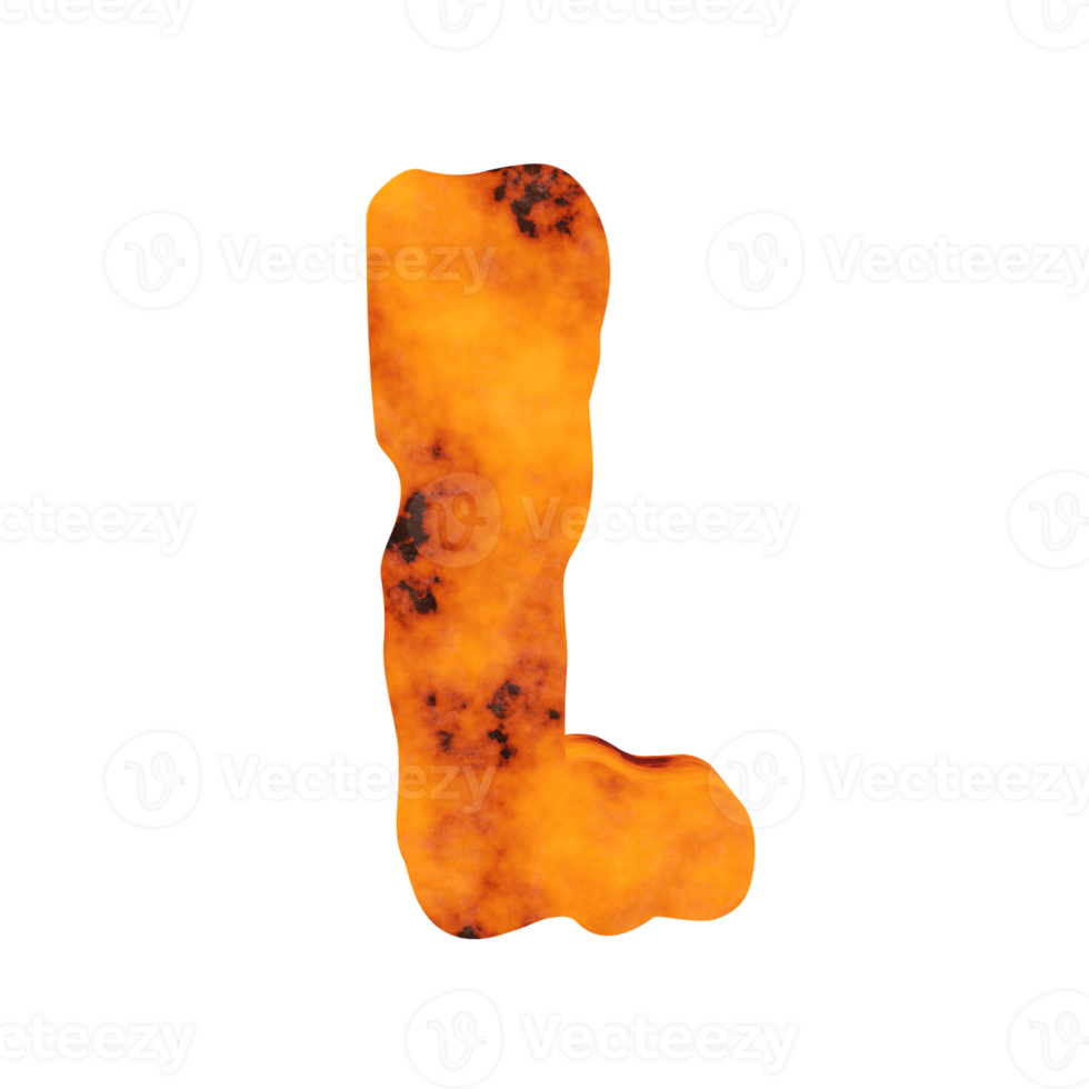 lava text effect letter L. 3d render png