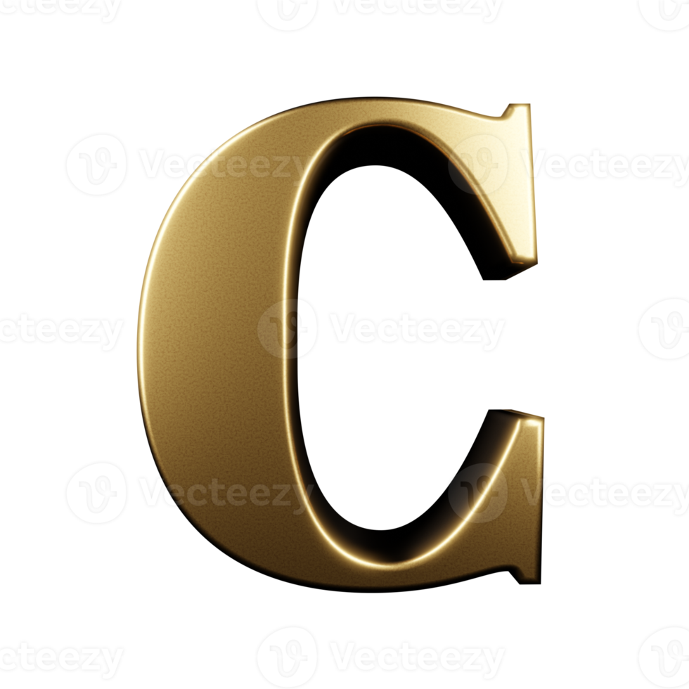 luxury text effect letter C. 3d render png