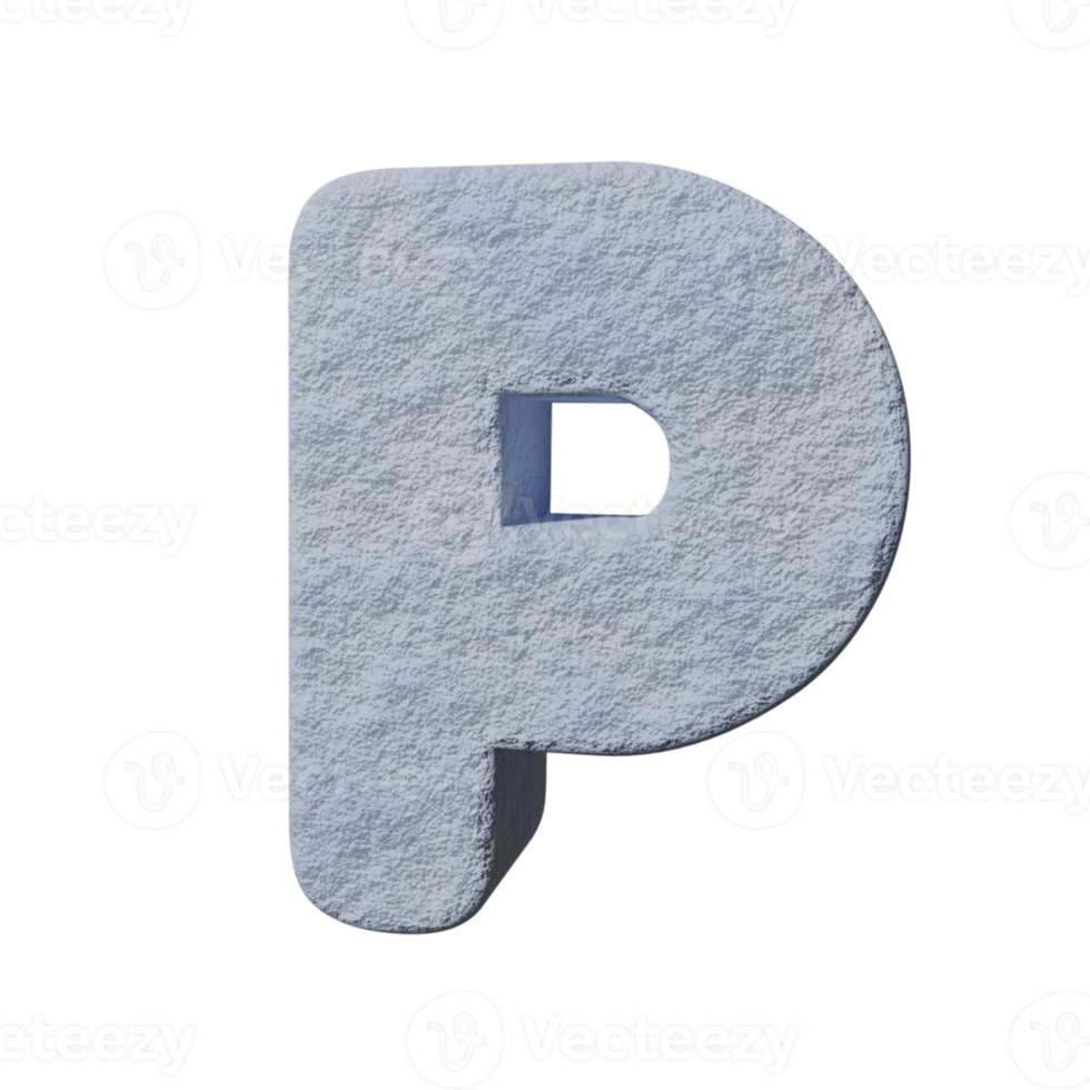 snow text effect letter P. 3d render png
