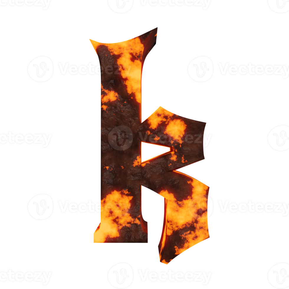 lava text effect letter k. 3d render png