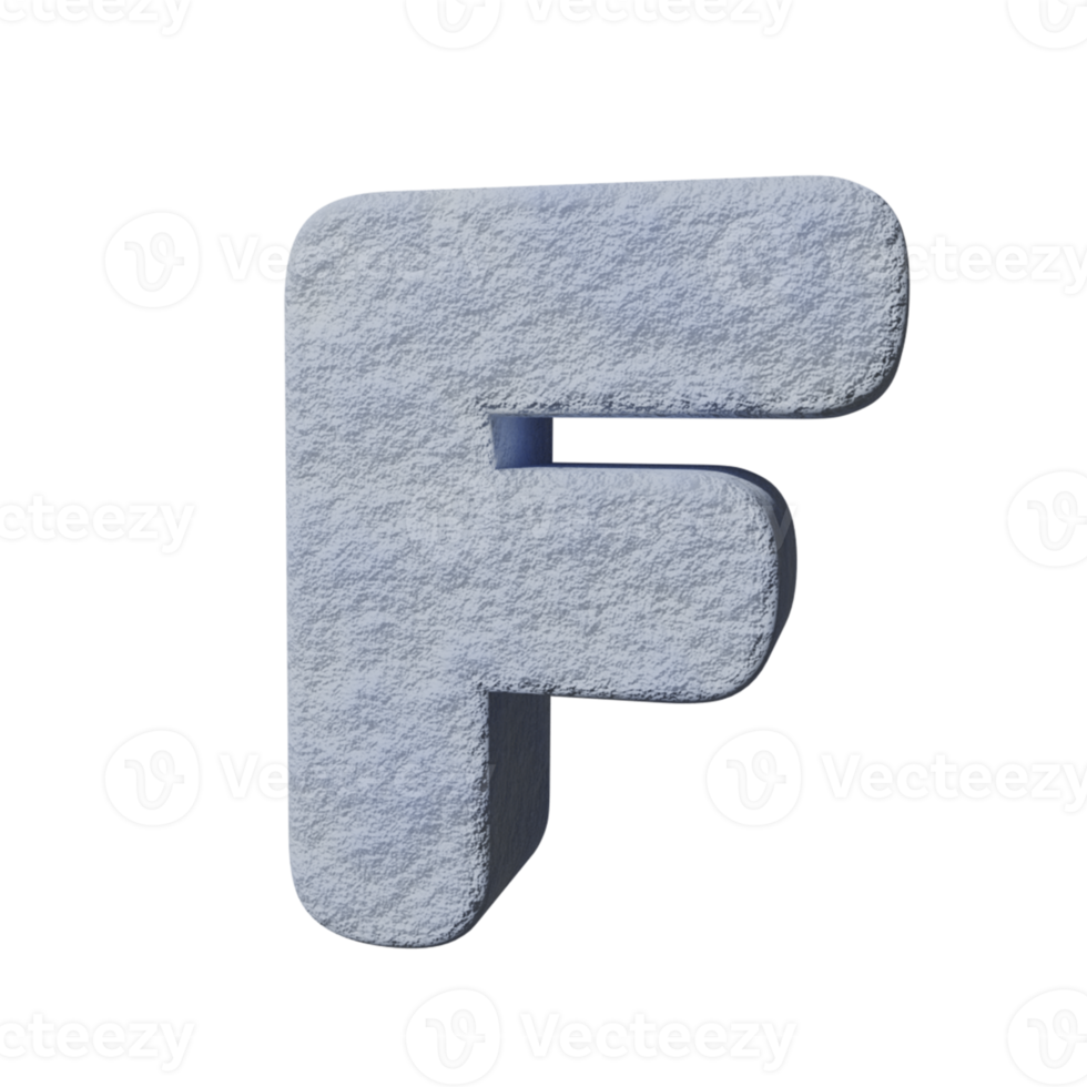 snow text effect letter F. 3d render png